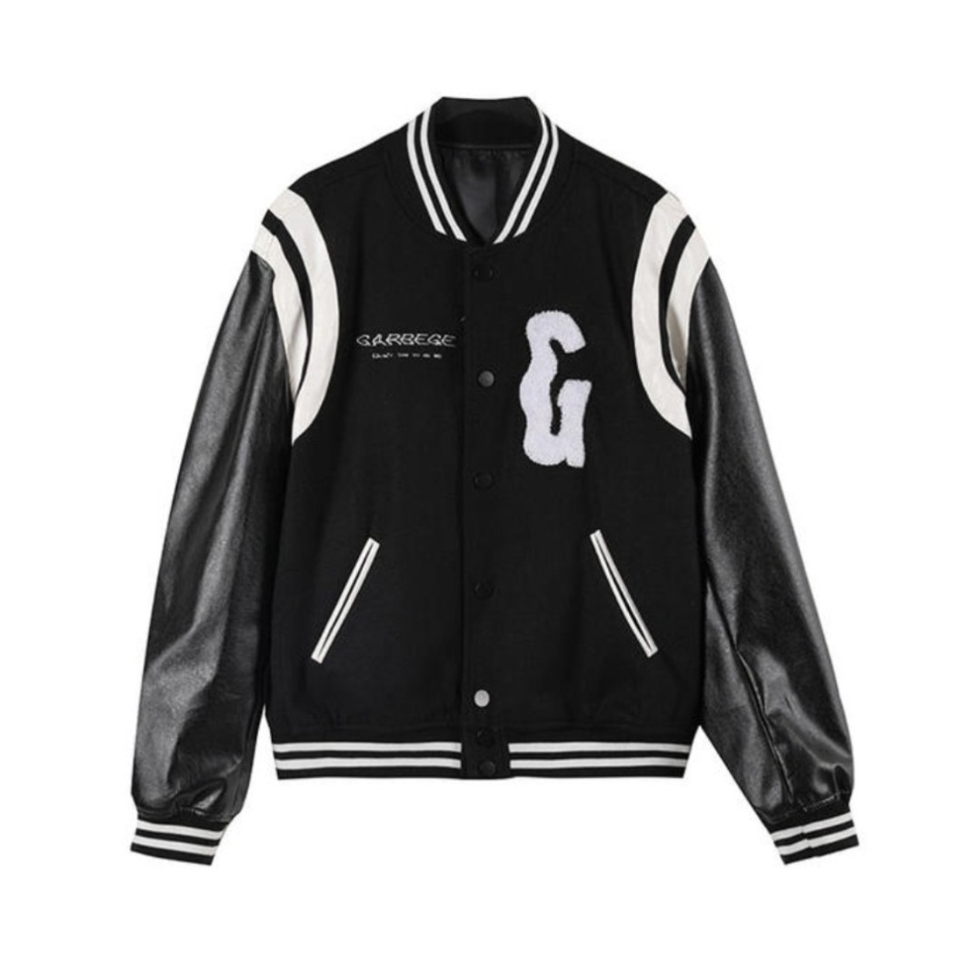 GARBEGE 拼接刺绣Logo棒球夹克 男女同款 G-21SSTOP006