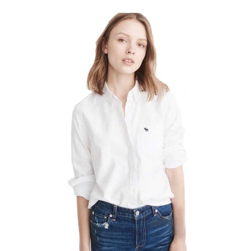 Abercrombie Fitch 小鹿长袖条纹修身衬衫 男女同款