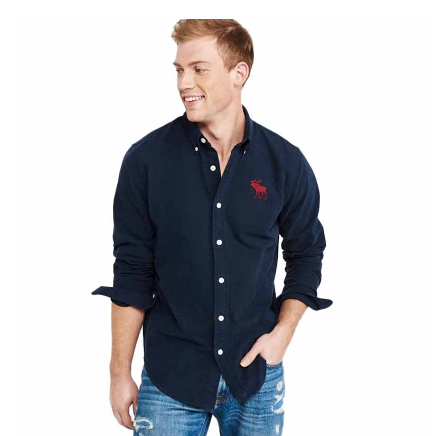 Abercrombie Fitch 纯棉牛津纺商务长袖衬衫 男女同款