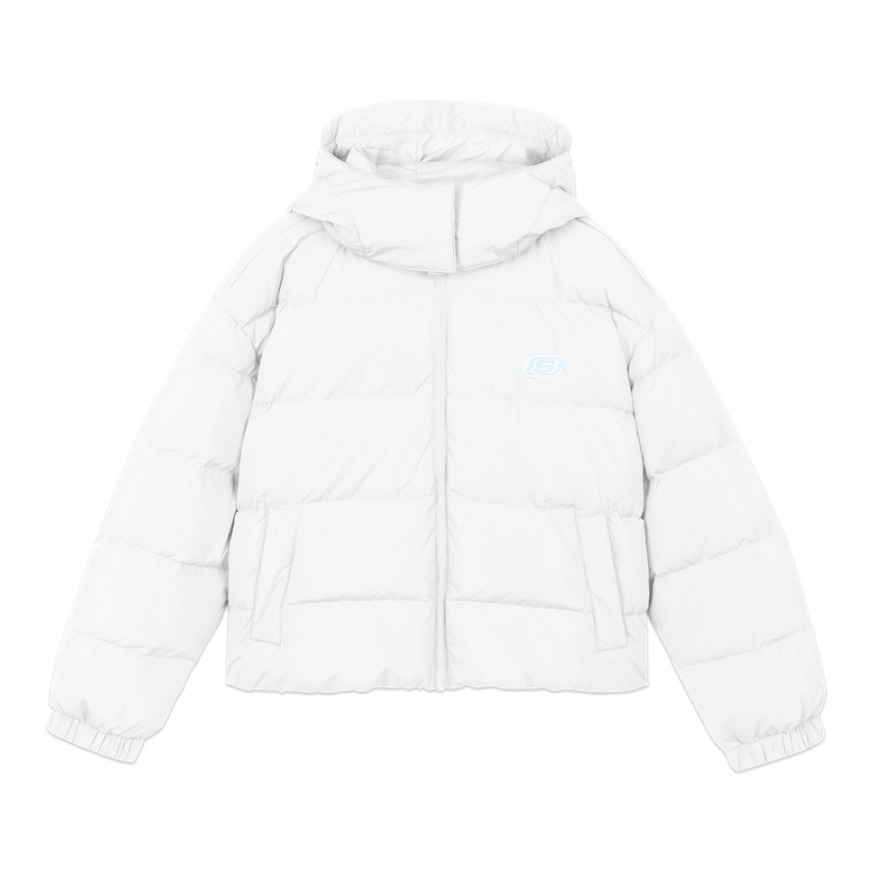 Skechers 短款保暖连帽面包羽绒服 L420W022