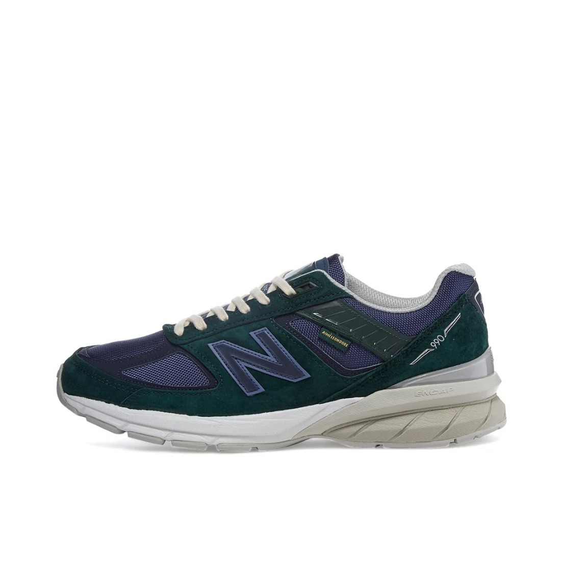 推荐商品：New Balance 990 V5 跑鞋 减震支撑轻便防滑网布透气织物回弹反毛皮复古合成革 V5/Aimé Leon Dore联名/深绿蓝