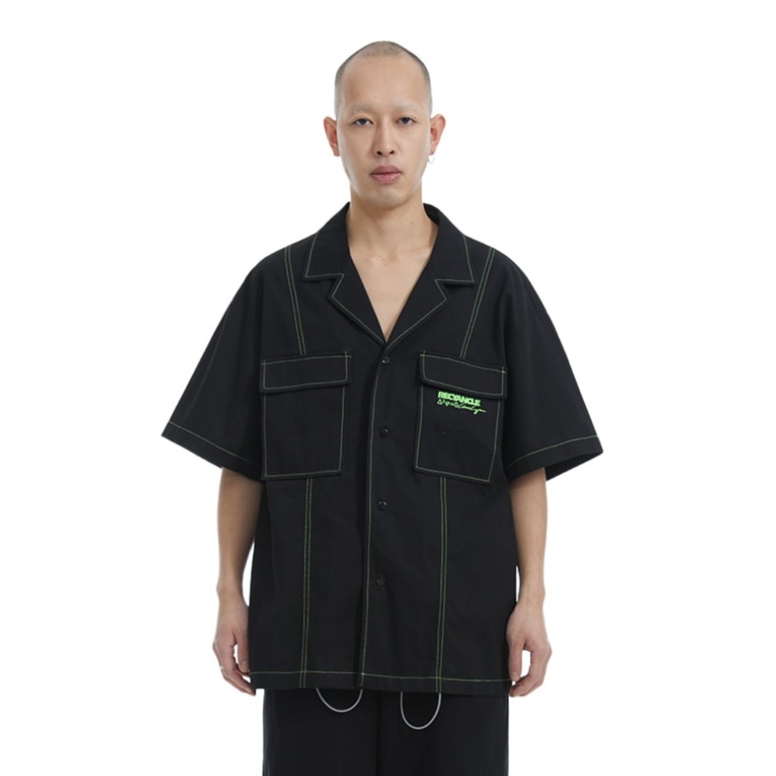 INXX/英克斯 RECYANCLE 字母刺绣口袋工装短袖衬衫 男女同款 RKB2040063