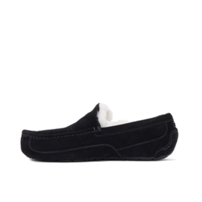推荐商品：UGG Ascot 舒适轻便 潮流简约 圆头 保暖 加绒 平底 一脚蹬 休闲鞋 黑色/白色