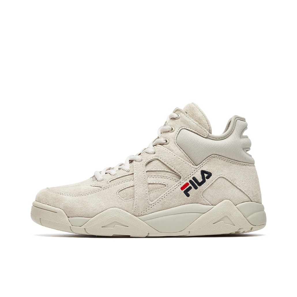 推荐商品：FILA/斐乐 Cage 绒面皮 舒适减震 防滑耐磨 透气 防水 包裹性支撑 合成革 休闲运动 复古 织物 篮球鞋 燕麦色