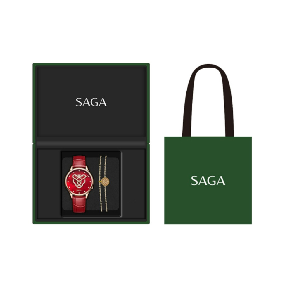 【虎年限定】SAGA/世家 手表女款轻奢小萌虎腕表礼盒手表 2022 红色