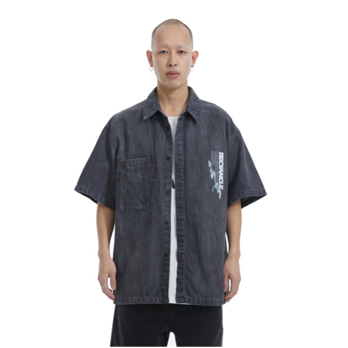 INXX/英克斯 RECYANCLE 字母图案印花水洗短袖衬衫 男女同款 RKB2040049