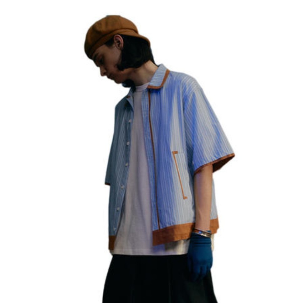 UMAMIISM 常青藤撞色条纹短袖衬衫 UM21SS-2602