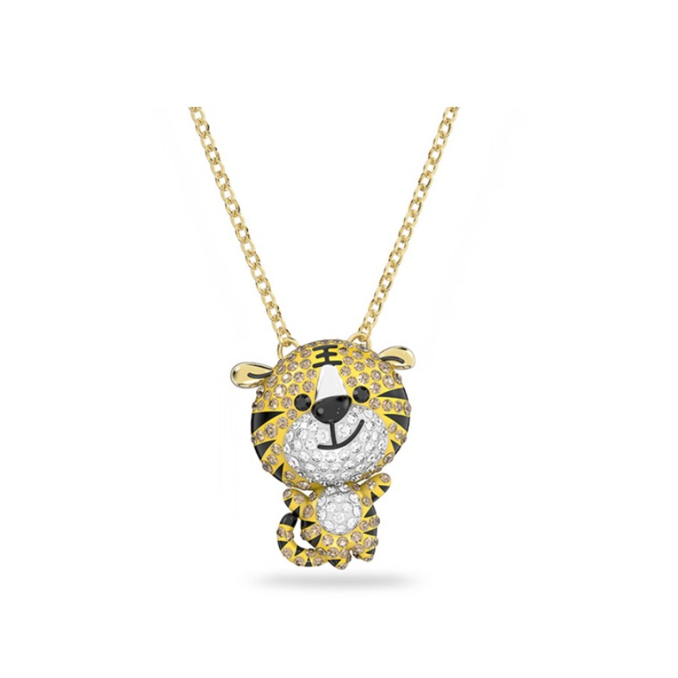 Swarovski/施华洛世奇 Zodiac Tiger 萌虎送福仿水晶项链 5620291 金色