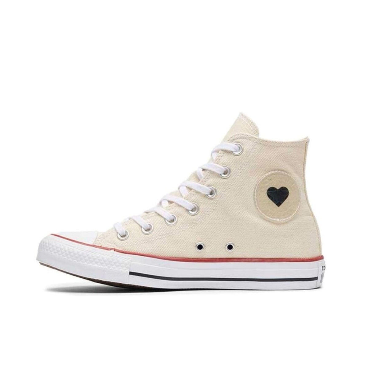 推荐商品：Converse/匡威 Chuck Taylor All Star 帆布鞋 常青款轻便防滑耐磨百搭复古圆头减震贴合高帮 情人节限定/米色爱心