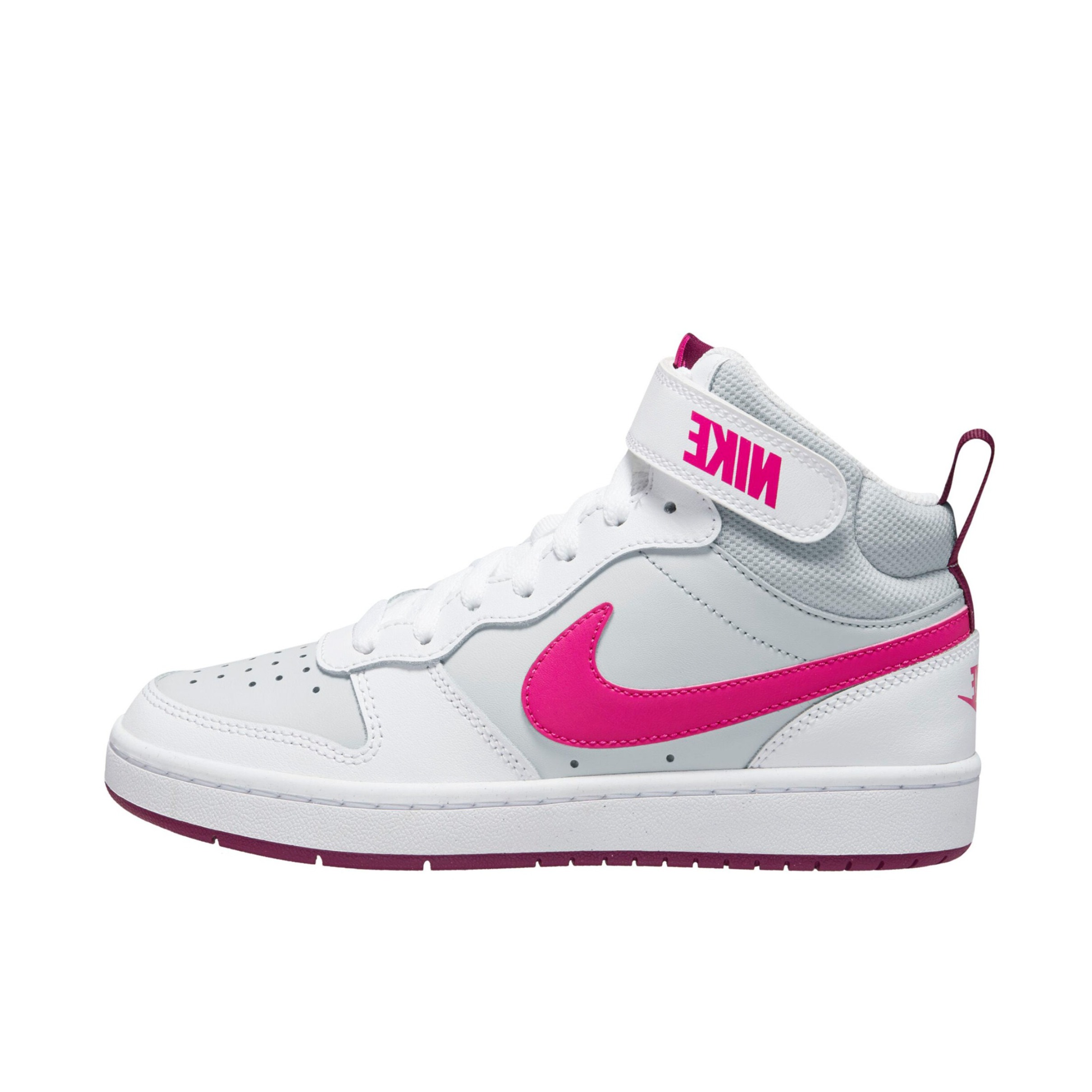 推荐商品：Nike Court Borough 2 板鞋 复古时尚支撑舒适百搭轻便防滑 GS/白色/灰色/粉色