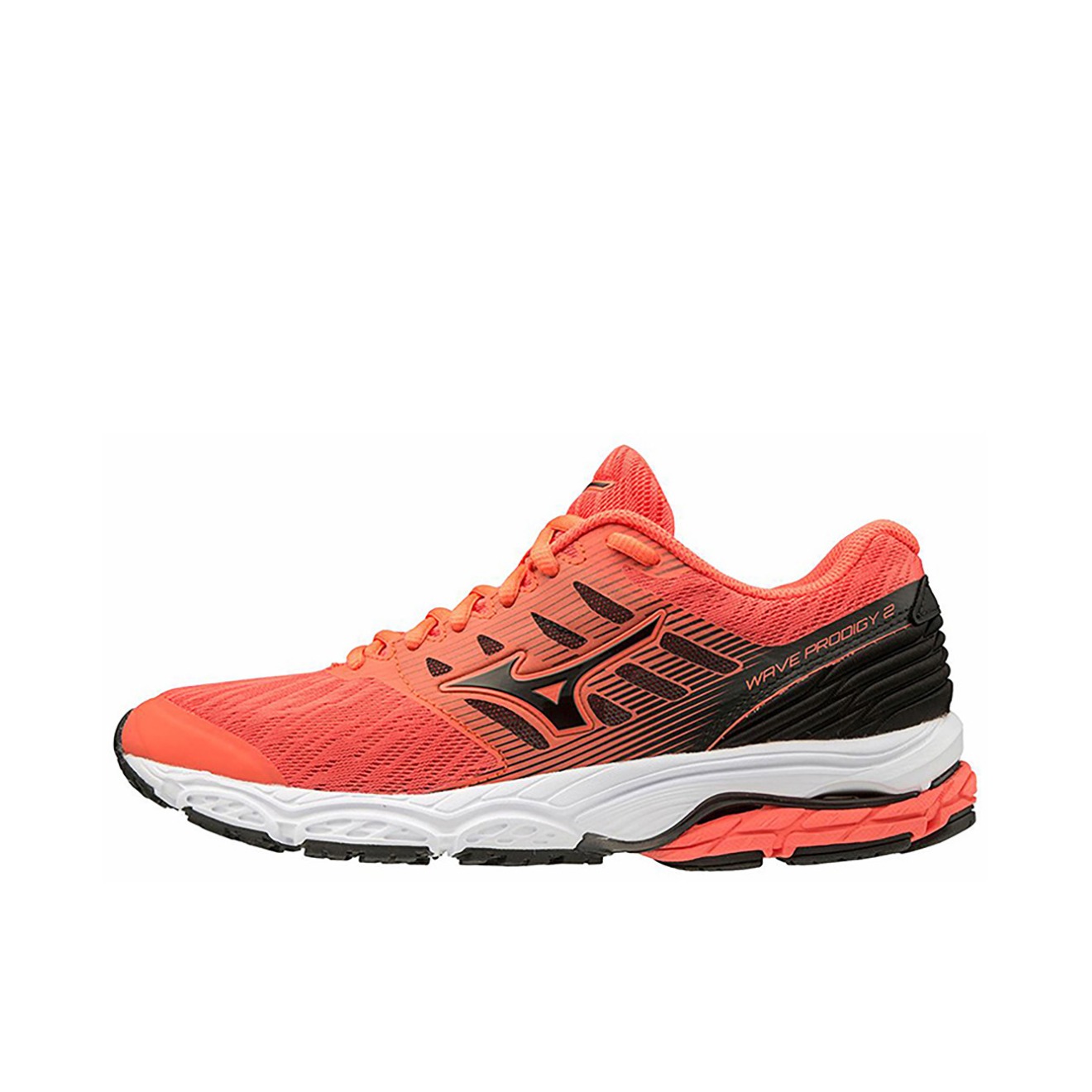 推荐商品：Mizuno/美津浓 Wave Prodigy 2 网布透气 稳定支撑 低帮 合成革 跑鞋 红色/黑色