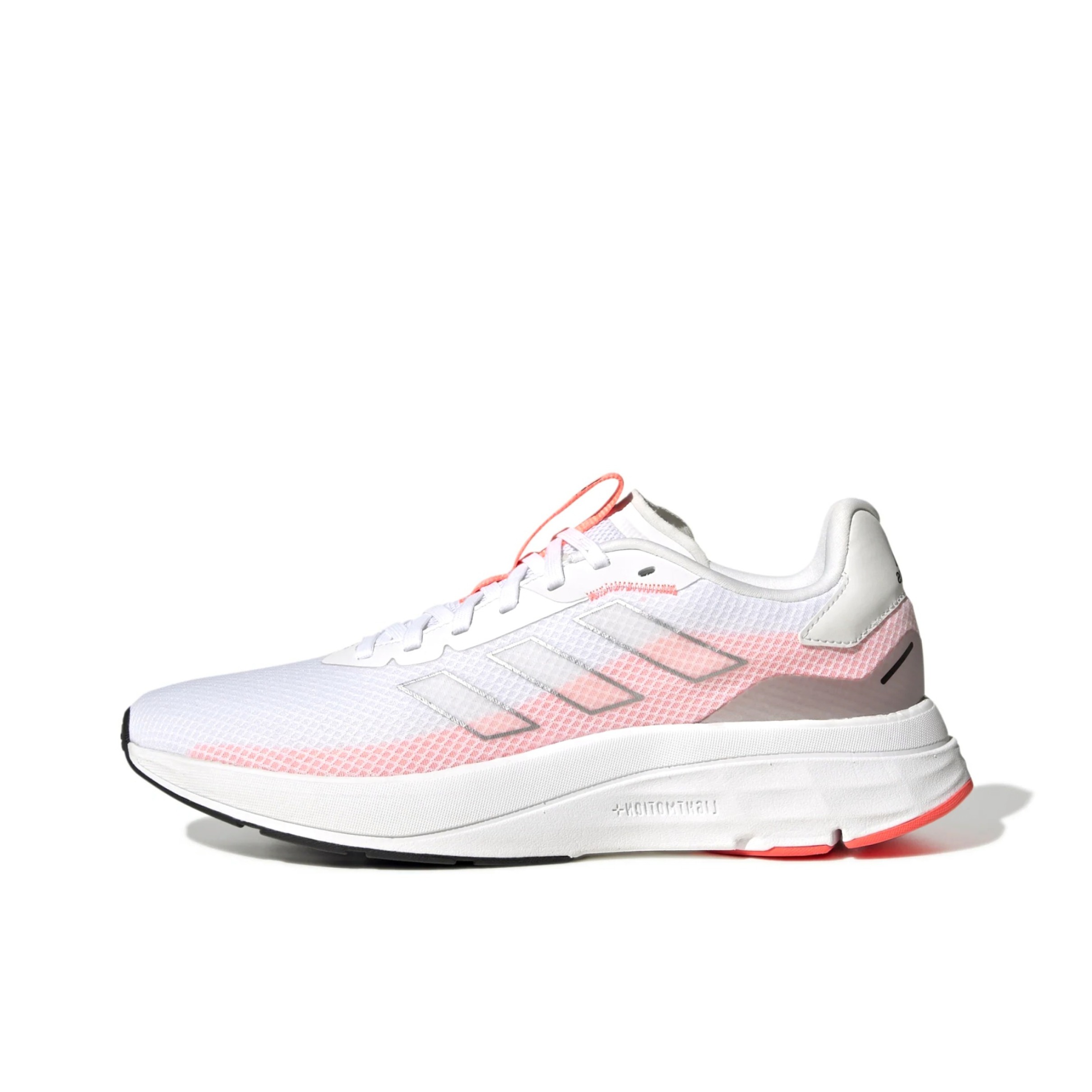 推荐商品：adidas Speedmotion 轻便 网面透气 防滑耐磨 织物 跑鞋 云白/金属银/酸性红