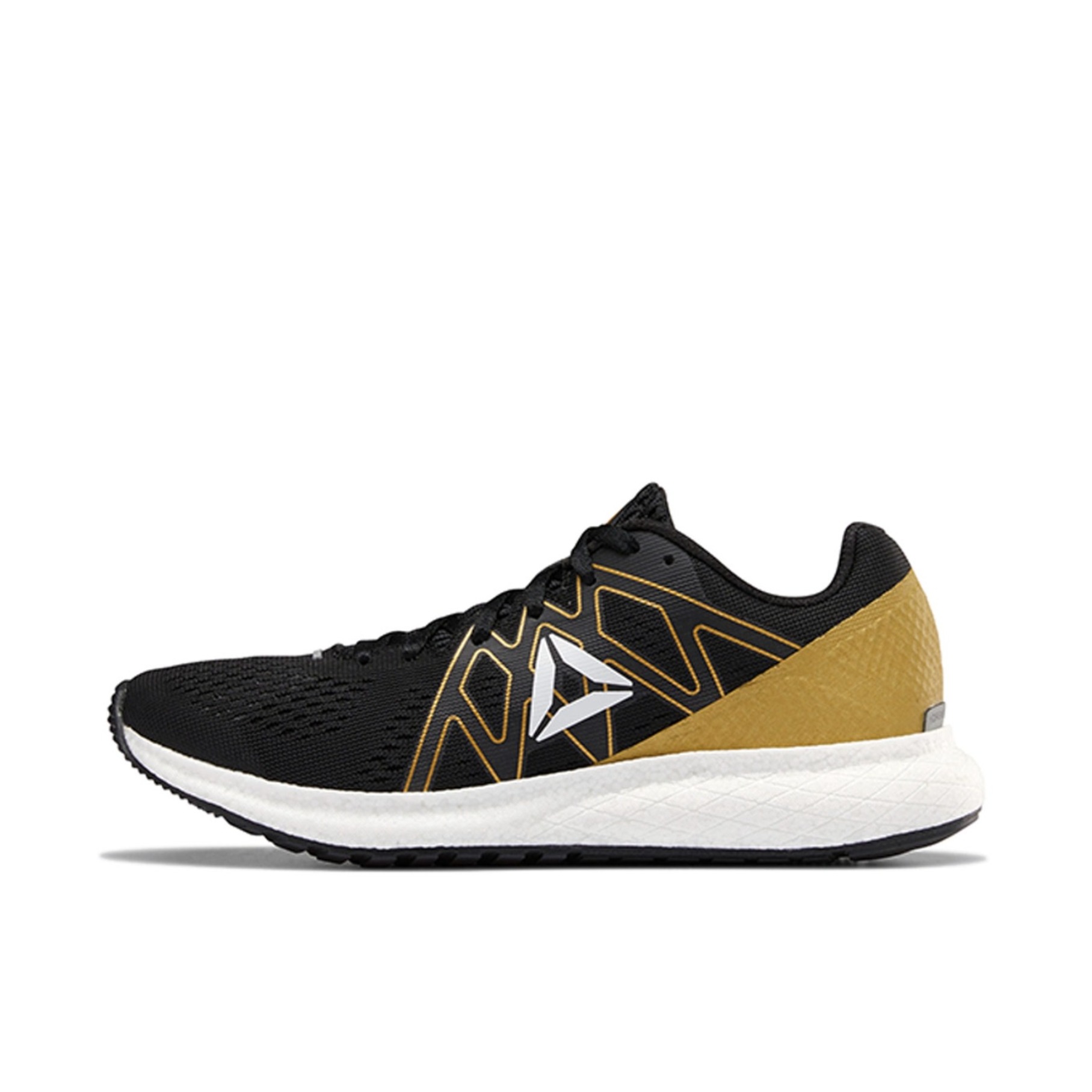 推荐商品：Reebok/锐步 Forever Floatride Energy 跑鞋 经典百搭网面舒适透气 Black/Gold 黑色/金色