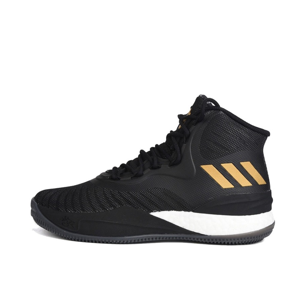 推荐商品：adidas D Rose 8 篮球鞋 防滑耐磨实战轻便减震织物休闲运动 Black Gold White 黑金