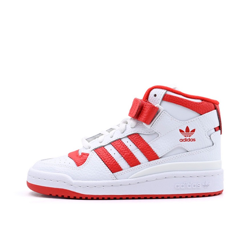 推荐商品：adidas Originals Forum 板鞋 轻便复古防滑时尚魔术贴篮球风薄底包裹性 白色/鲜红