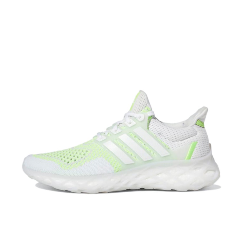 推荐商品：adidas Ultra Boost Web DNA 跑鞋 织物轻便透气缓震回弹舒适防滑耐磨抗扭转 白色/绿色