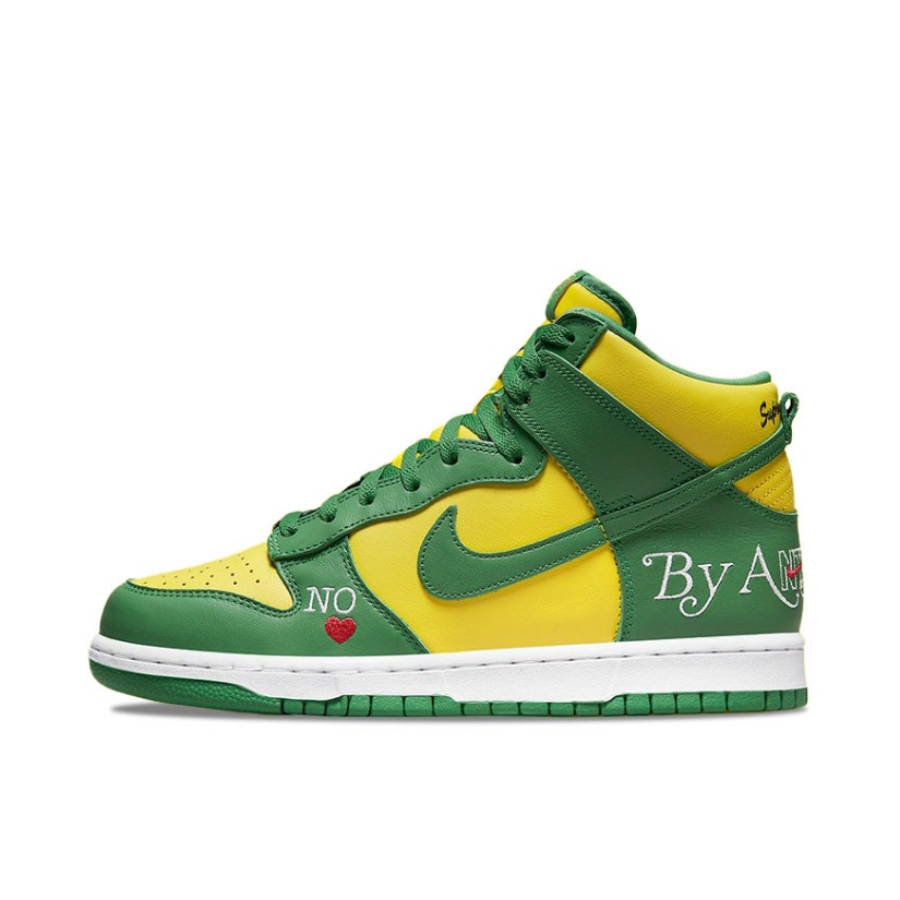 推荐商品：Nike Dunk 板鞋 经典复古百搭 高帮/Supreme联名/绿色/黄色