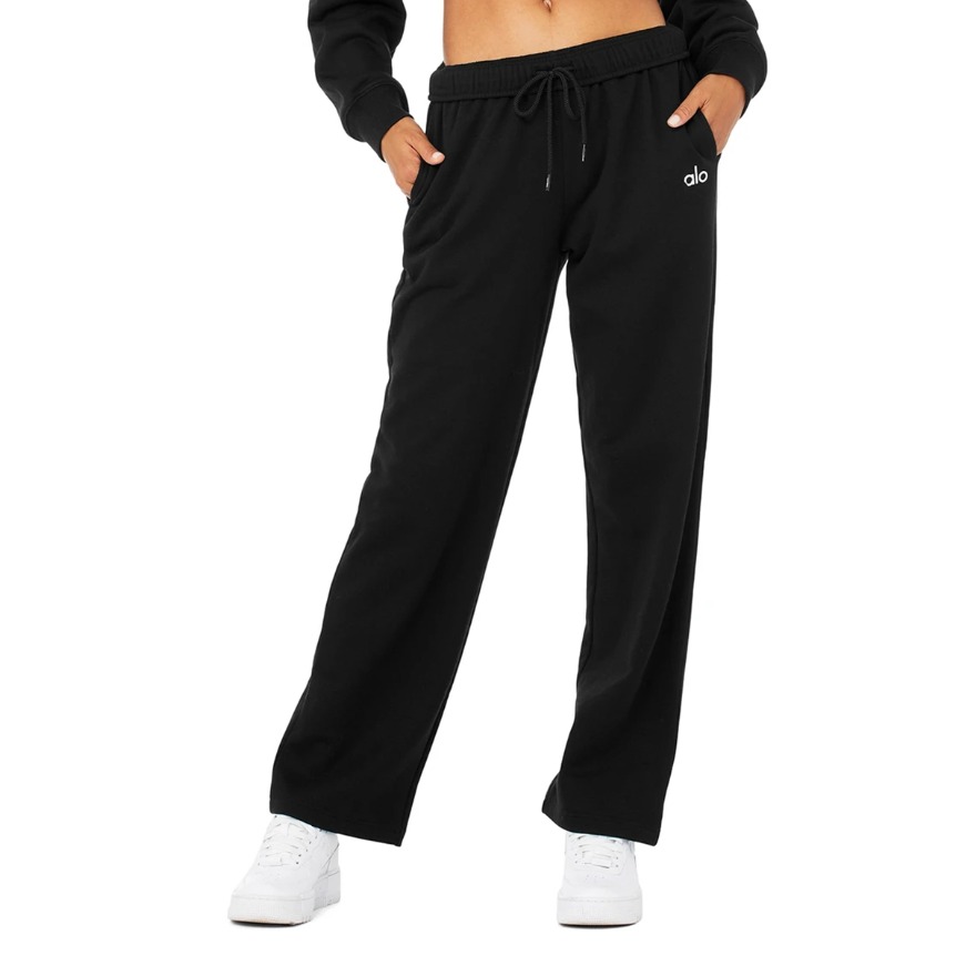 推荐商品：【金弘中同款】Alo Yoga | ACCOLADE STRAIGHT LEG 镀铬logo直筒 运动长裤 女装 Black