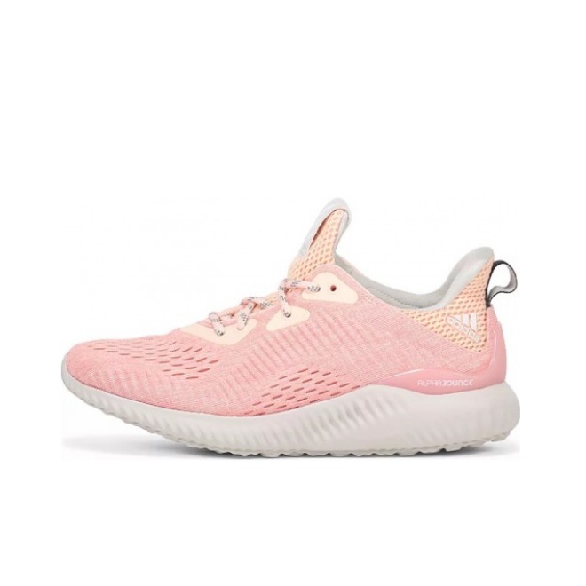 推荐商品：adidas Alpha Bounce 休闲 网面透气 防滑耐磨 减震轻便 运动 缓震 支撑 织物 舒适 跑鞋 Icey Pink/White 女款/粉色