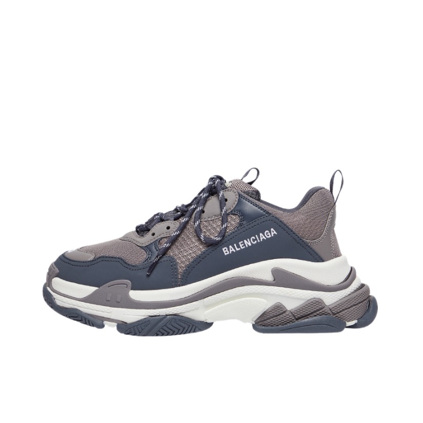 推荐商品：Balenciaga 巴黎世家  Triple S TRIPLE S CLEAR SOLE 复古简约 舒适百搭 防滑耐磨 减震轻便 厚底  圆头  网布  老爹鞋 灰色/蓝色