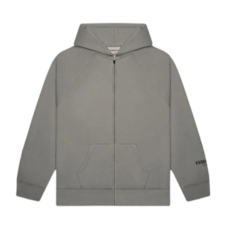 Fear of God 副线Essentials 袖口反光印花LOGO长袖拉链连帽卫衣 男女同款