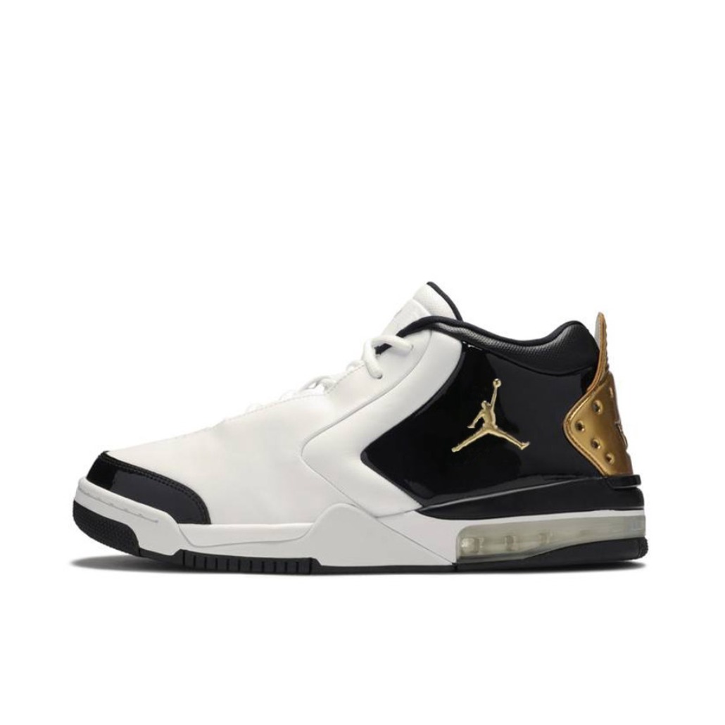 推荐商品：Jordan Big Fund 防滑耐磨 缓震回弹 包裹性 圆头 织物 复古 篮球鞋 Black/White/Gold 白/黑/金