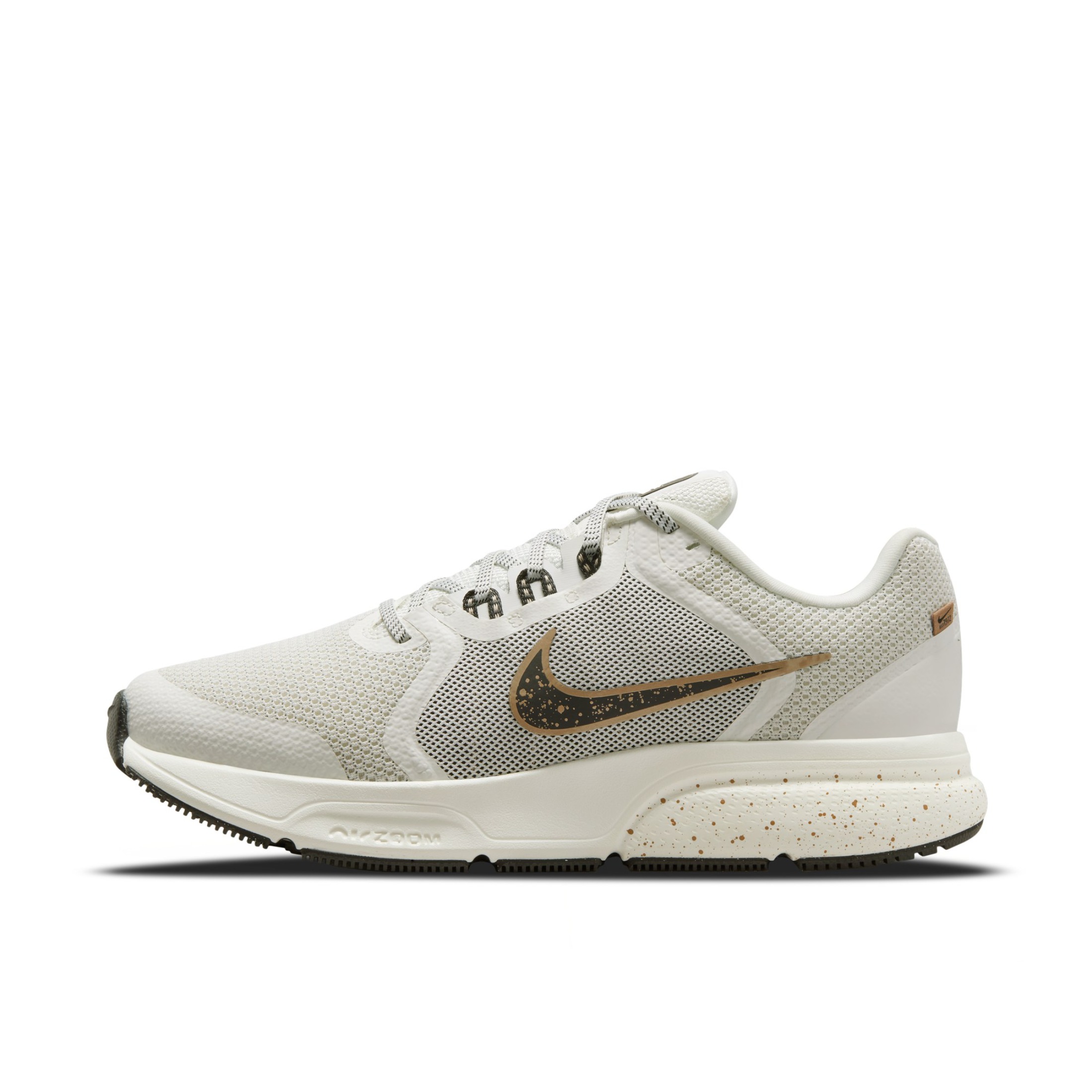 推荐商品：Nike Zoom Span 4 防滑耐磨 网面透气 缓震回弹 织物 支撑轻便 跑鞋 帆白/金属铜色