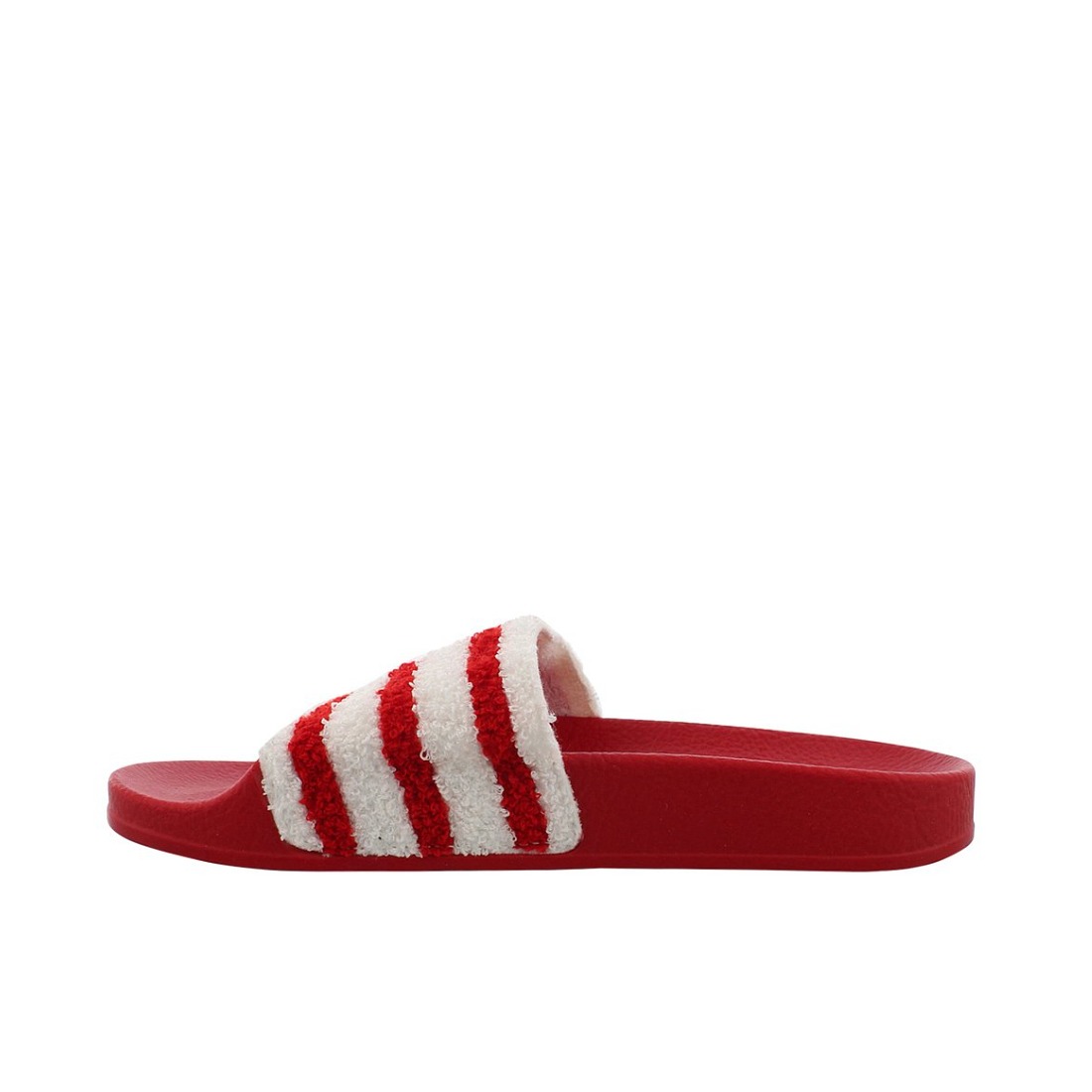 推荐商品：adidas Originals Adilette 一字 潮流时尚 轻便透气 防滑 沙滩 拖鞋 红色/白色/绒面