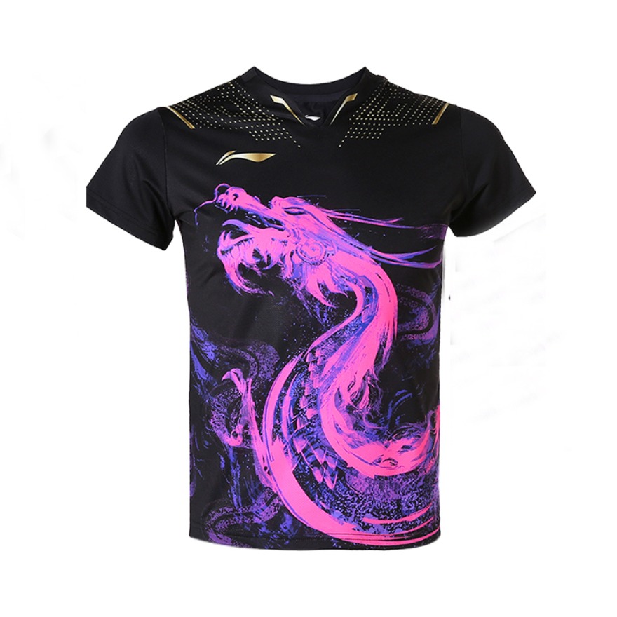 【樊振东同款】Li Ning 乒乓系列国家队龙图腾比赛运动服龙印花速干圆领短袖T恤 男女同款 AAYR359
