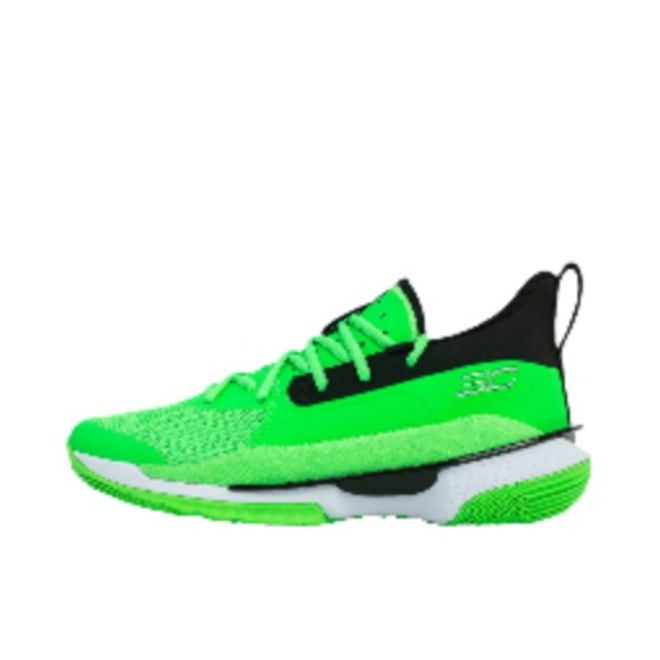 推荐商品：Under Armour/安德玛 Curry 7 实战缓冲 防滑耐磨 舒适透气 网布 圆头 合成革 篮球鞋 绿色/黑色