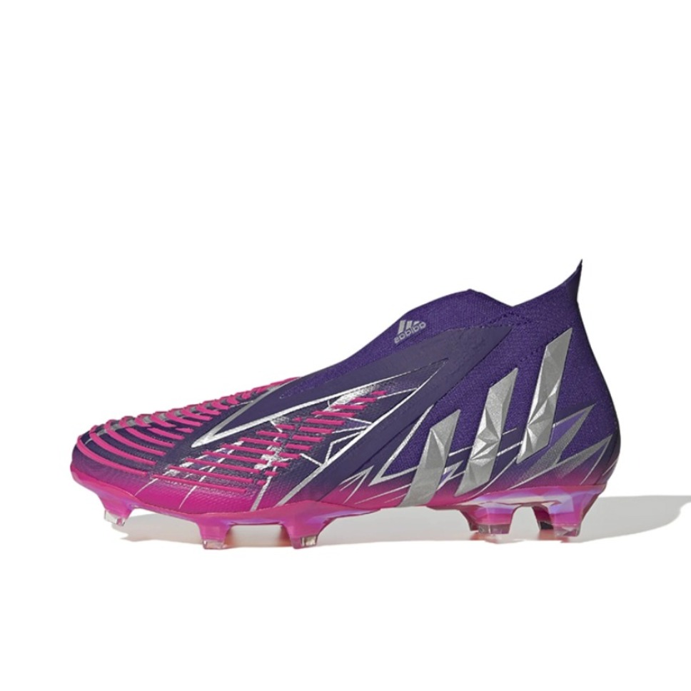 推荐商品：adidas Predator Edge+ FG 超顶级 胶质长钉 天然草地 织物支撑包裹性 足球鞋 紫色/粉色