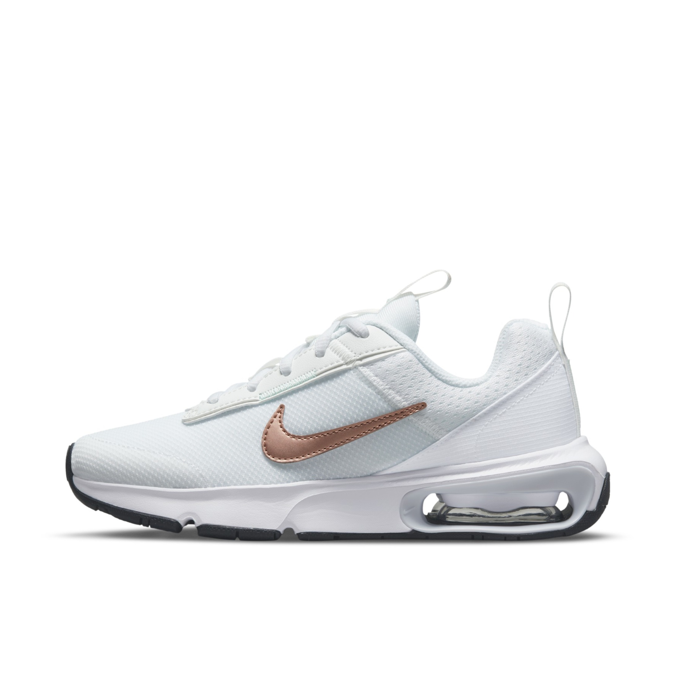 推荐商品：Nike Air Max Intrlk 跑鞋 轻便缓震防滑耐磨舒适百搭简约时尚织物合成革支撑回弹抓地 GS/白色/红古铜/泡沫薄荷绿