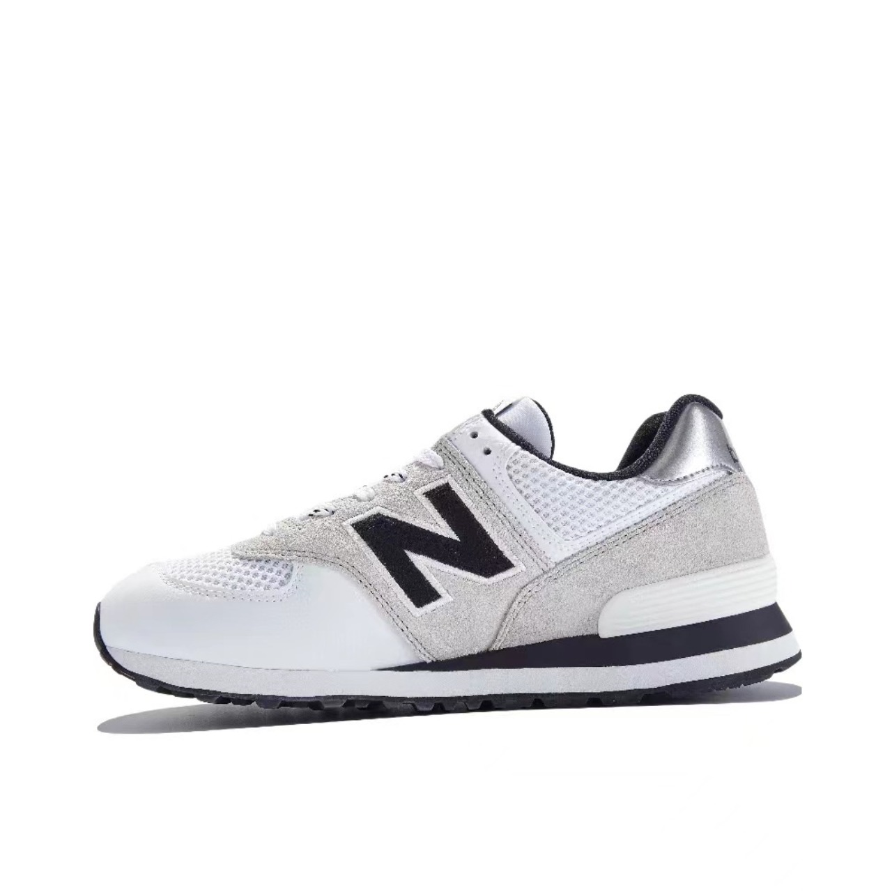 推荐商品：New Balance 574 运动休闲鞋 阿甘鞋 经典复古防滑耐磨缓震舒适透气时尚百搭轻便 白色/灰色/银色