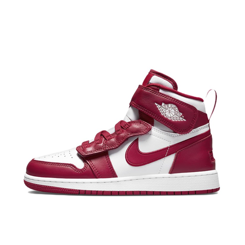 推荐商品：Air Jordan 1 板鞋 运动休闲鞋 复古潮流支撑合成革 FlyEase/GS/高帮/白色/红色