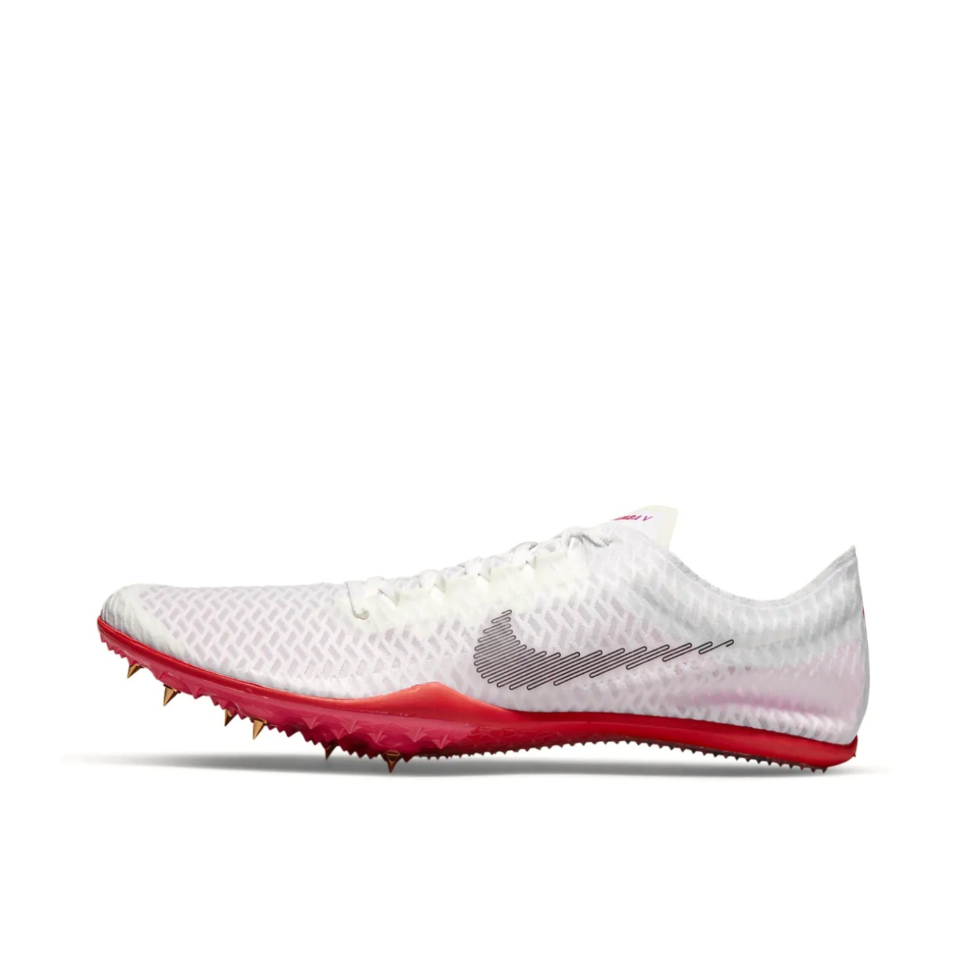 推荐商品：Nike Zoom Mamba 5 跑鞋 防滑减震耐磨透气回弹低帮织物田径 白色/红色