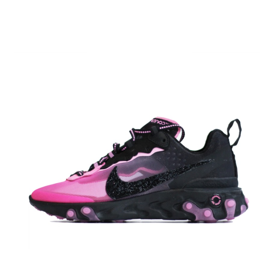 推荐商品：Nike React Element 87 跑鞋 时尚潮流缓震防滑耐磨轻便织物运动 黑色/粉色
