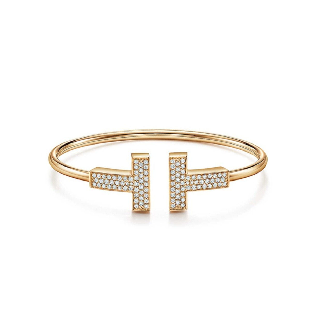 Tiffany &Co./蒂芙尼 T系列 18K金镶嵌钻石手镯 67990870