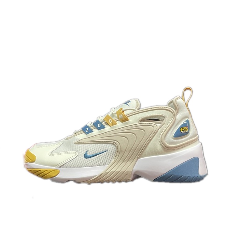 推荐商品：Nike Zoom 2K 运动休闲鞋 潮流复古缓震耐穿圆头 杏色/蓝色