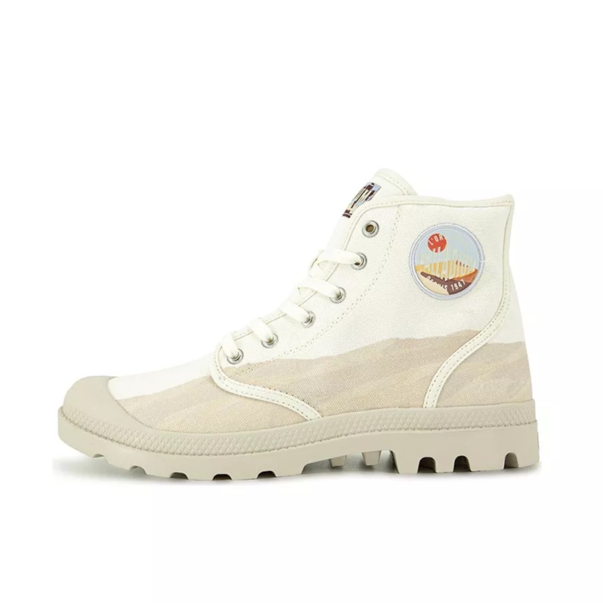 推荐商品：Palladium Pampa Oasis 耐磨防滑 复古 拼接 帆布鞋 浅白