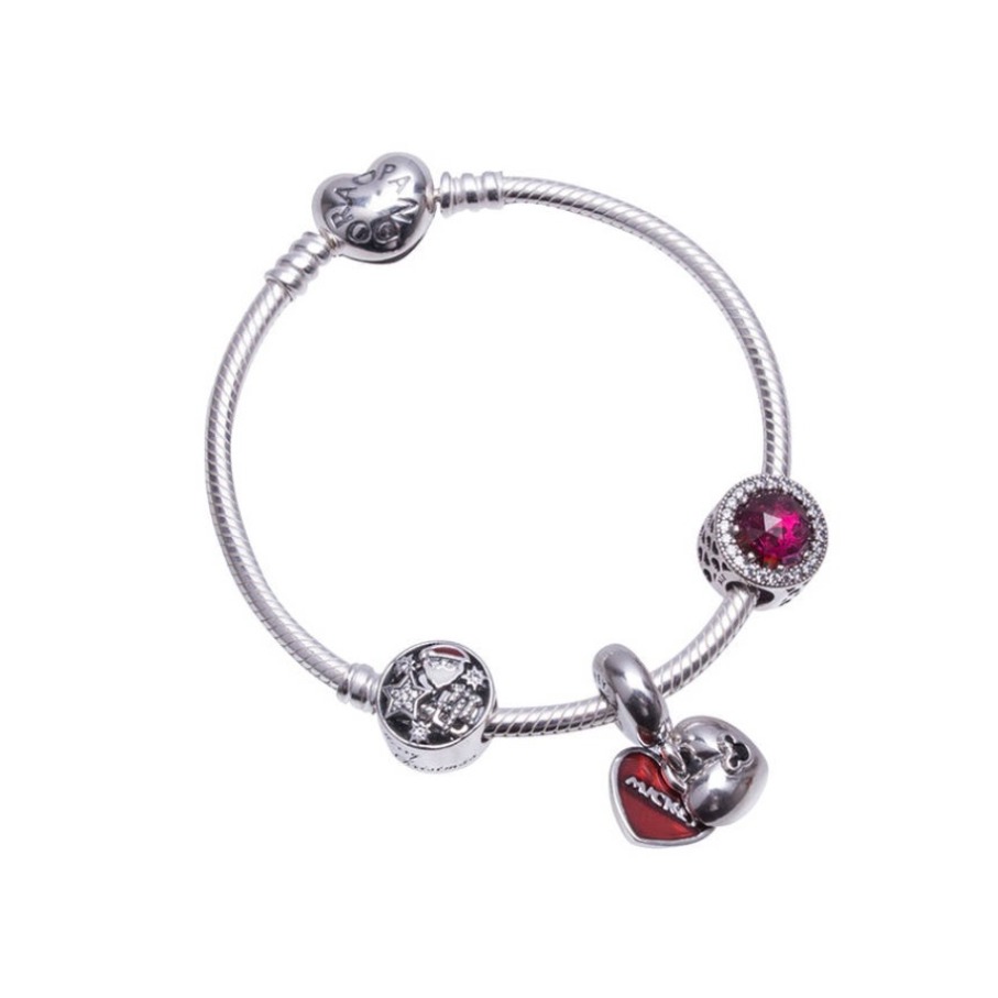 PANDORA/潘多拉 闪亮心形吊坠蛇骨手链 PAND00038