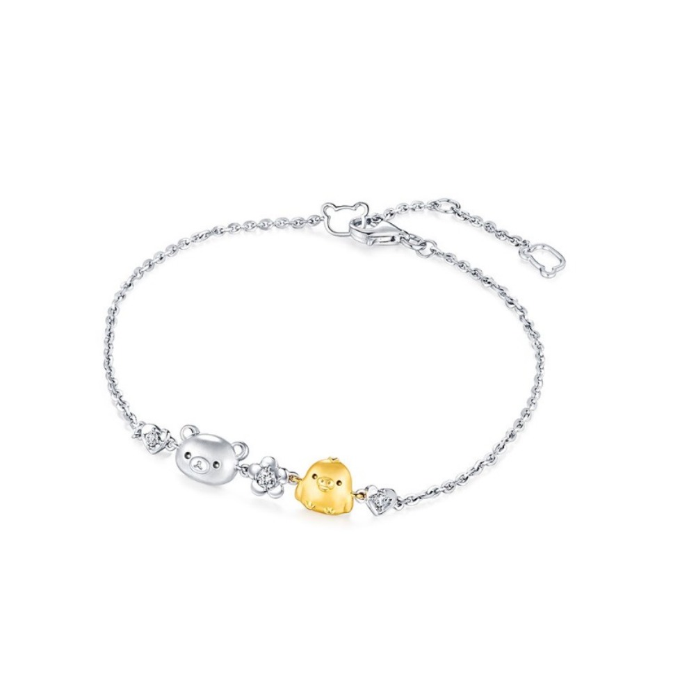 六福珠宝 轻松小熊系列18K金钻石手链 RK29527