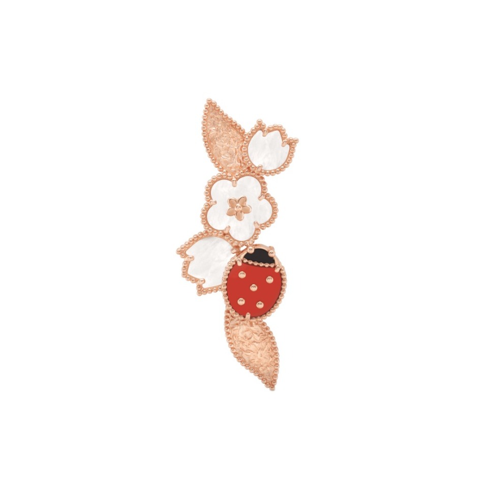 Van Cleef&Arpels/梵克雅宝 LuckySpring系列 瓢虫花卉图案玫瑰金胸针 VCARP7RS00