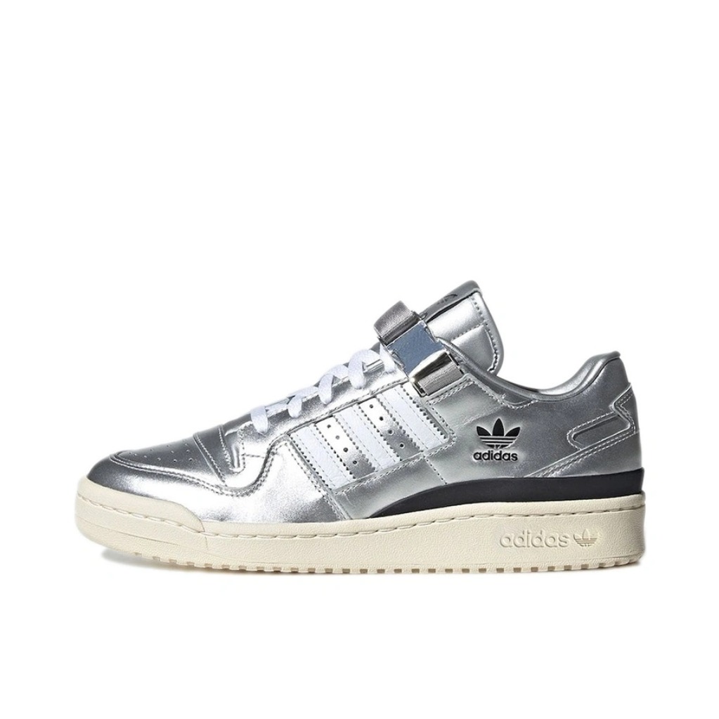 推荐商品：adidas Originals Forum 板鞋 轻便复古防滑时尚魔术贴篮球风薄底包裹性 atmos联名/银色/黑色