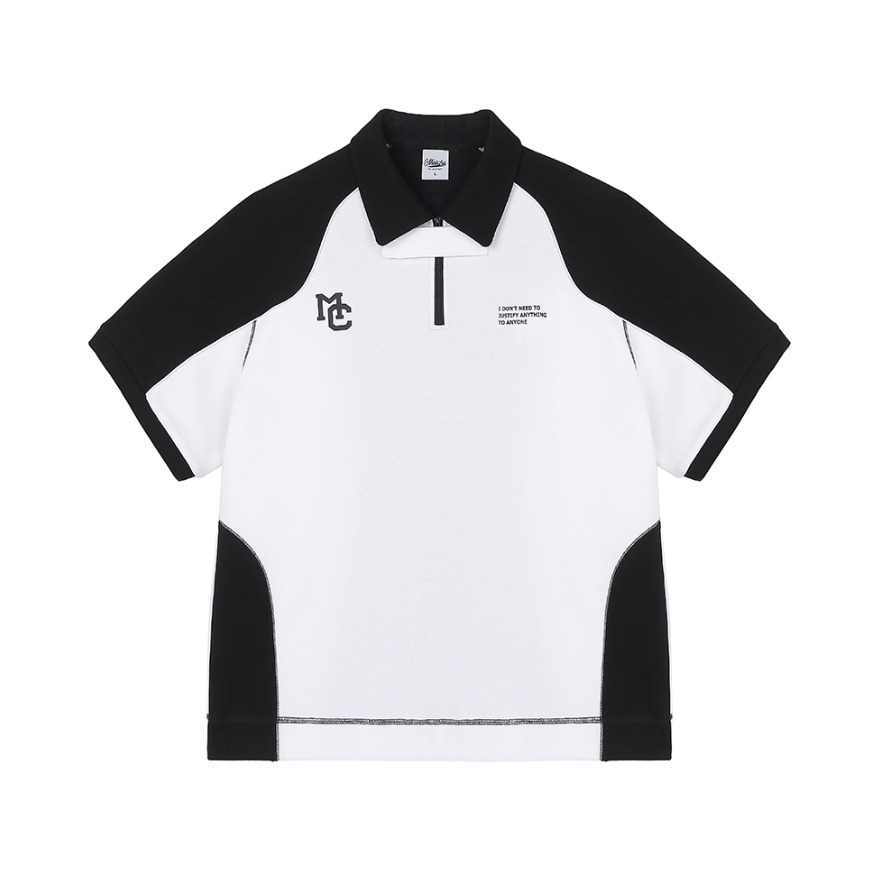 推荐商品：MATCHA STORY 美式撞色拼接翻领短袖Polo衫 男女同款 8722721807 白