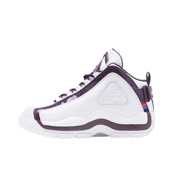推荐商品：FILA/斐乐 Grant Hill 2 圆头舒适 防滑耐磨 缓震回弹 系带 篮球鞋 白色/紫色