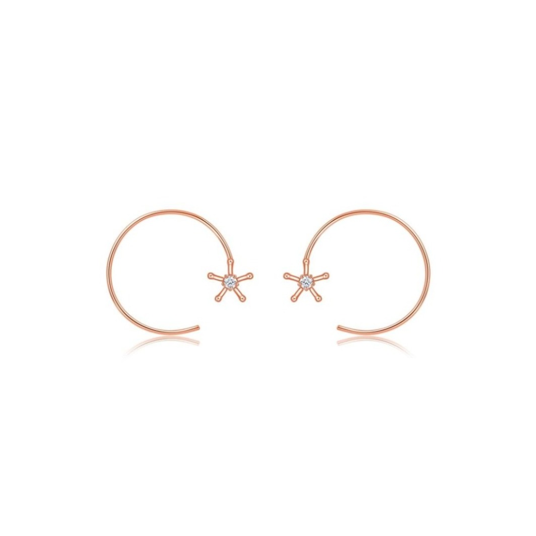 周大福 Y时代圆形18K玫瑰金钻石耳钉 U179123