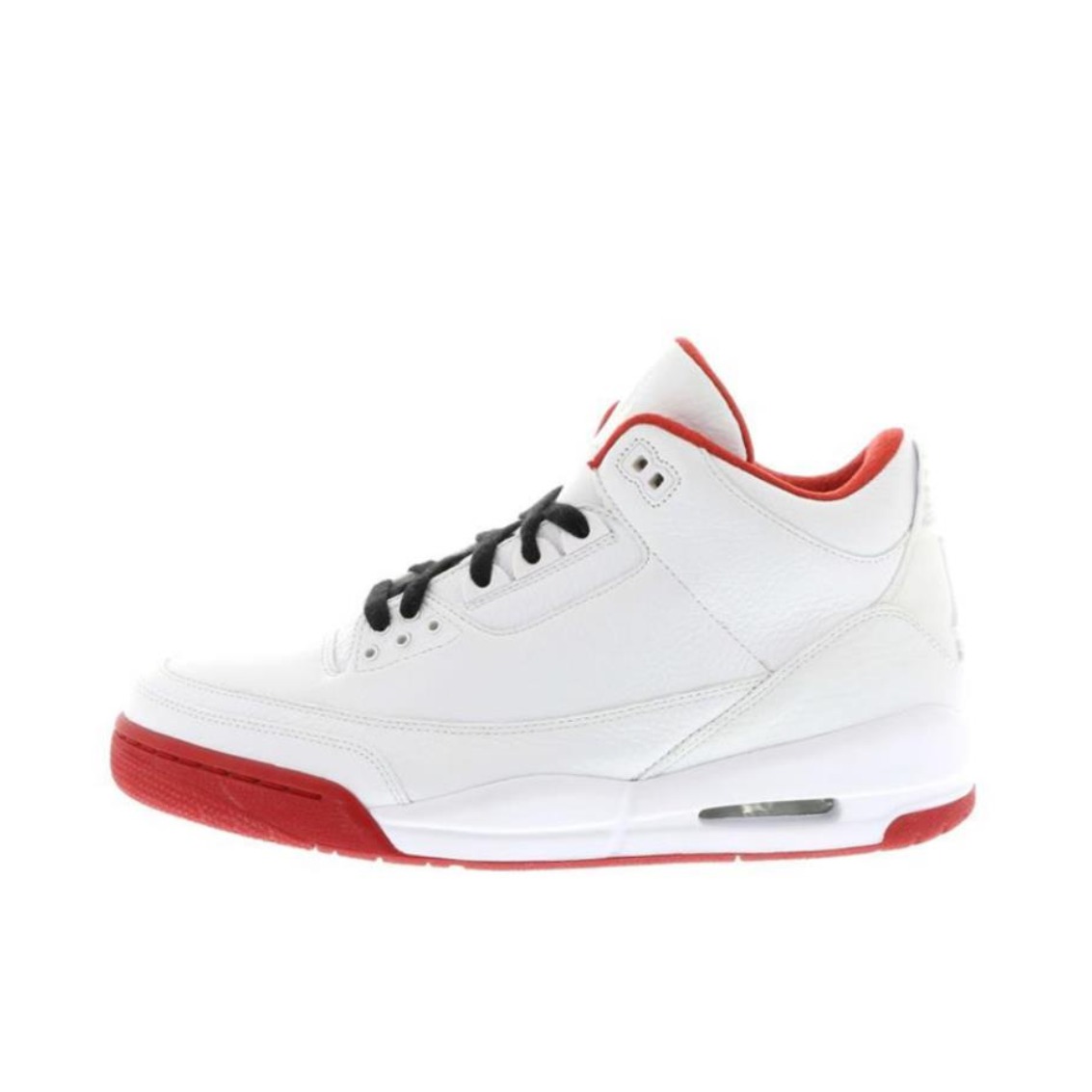 推荐商品：Air Jordan 3 运动休闲鞋 潮流复古抓地支撑缓震合成革圆头 纯白色/红色/黑色