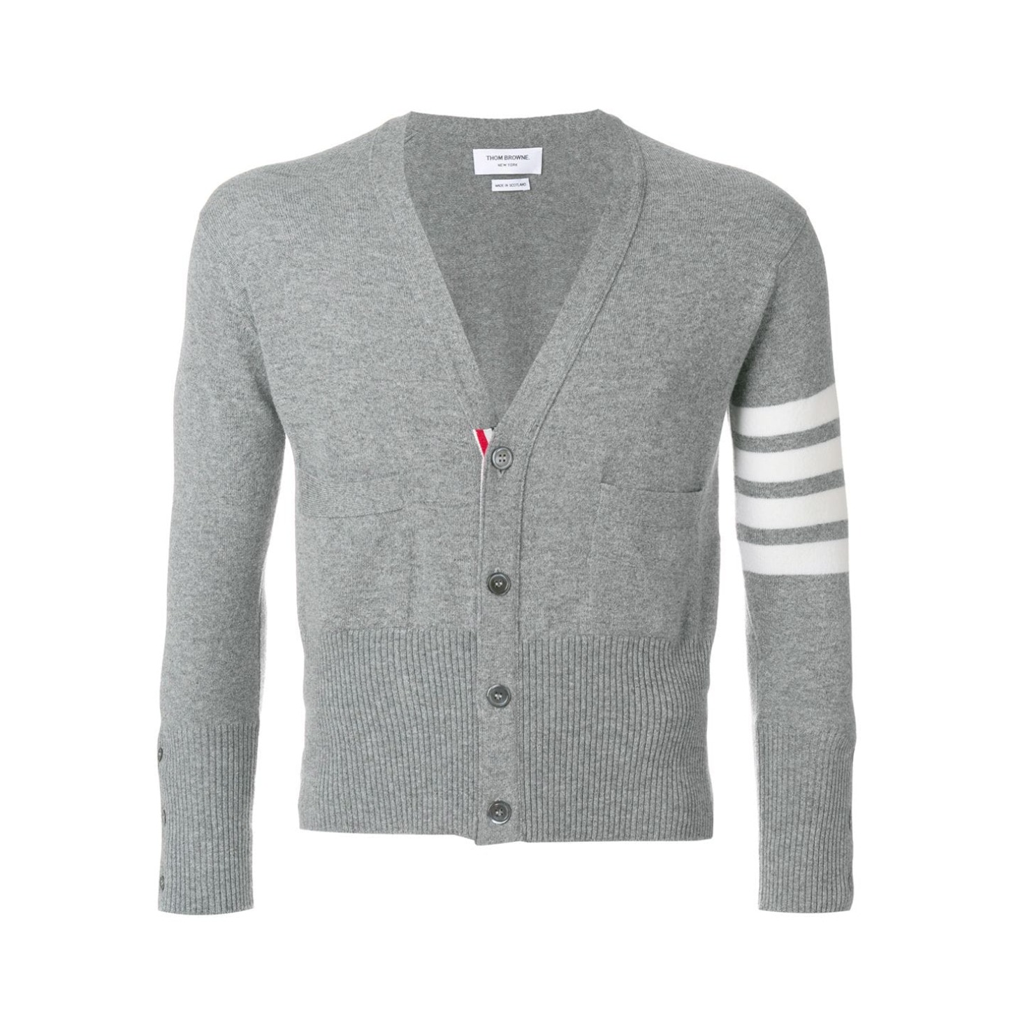 Thom Browne 经典四条纹修身美利奴羊毛棉质针织领开衫外套 男女同款 FKC207A