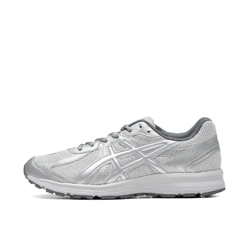 推荐商品：Asics/亚瑟士 Jog 100S 跑鞋 防滑耐磨轻便透气回弹减震合成革织物复古轻量 灰色/银色