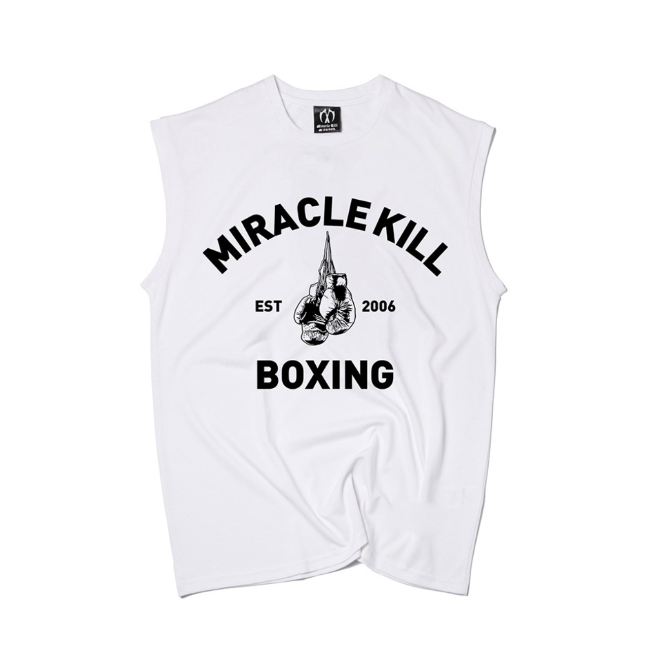推荐商品：MIRACLE KILL 拳击印花无袖背心 男女同款 MK-1010220T-66 白